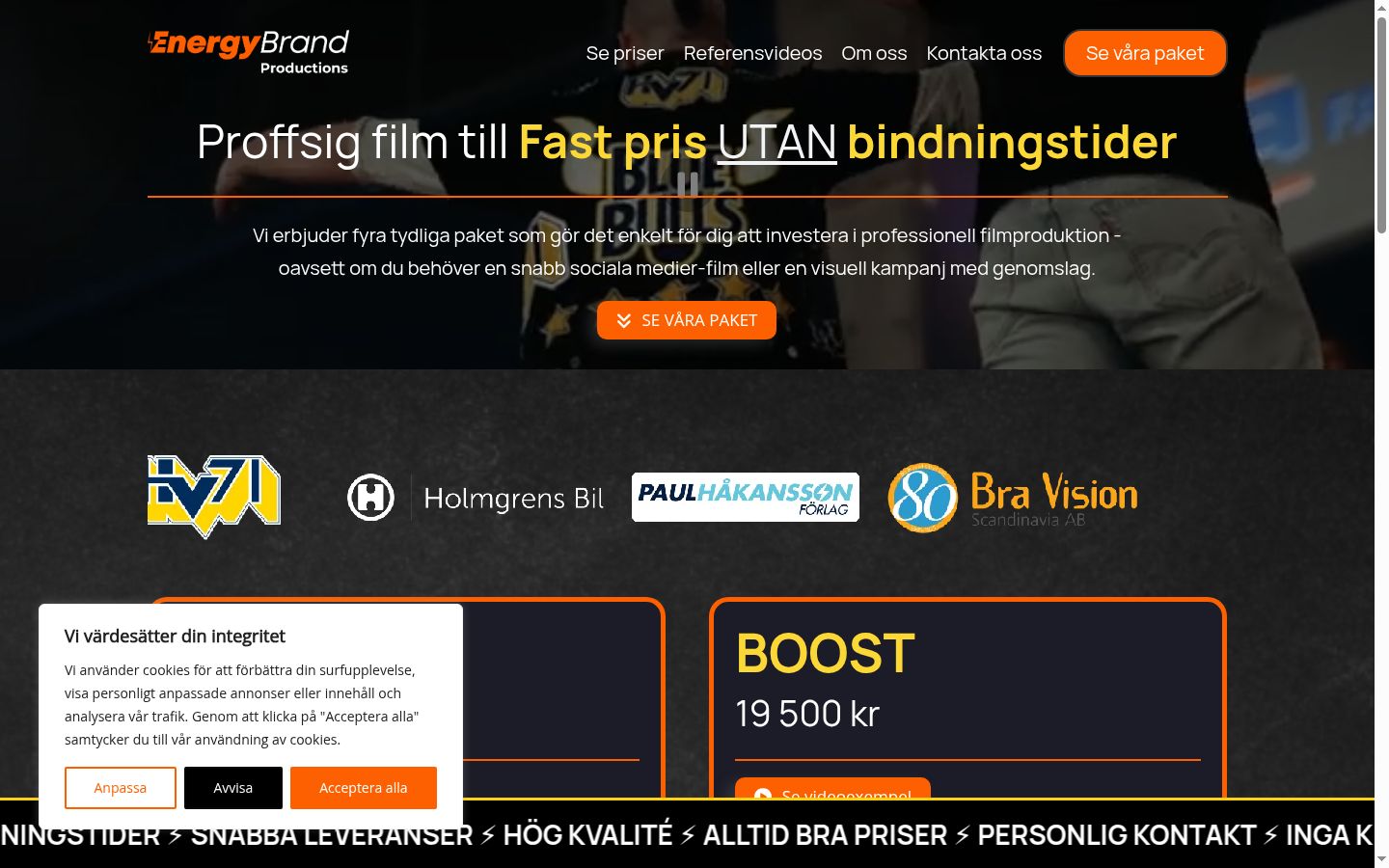 Screenshot del banner di consenso mostrato prima di qualsiasi interazione