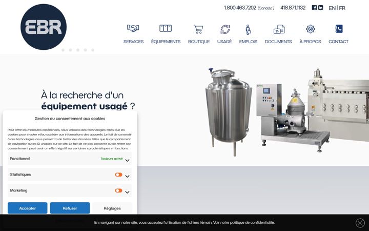 Screenshot of ebrequipment.com