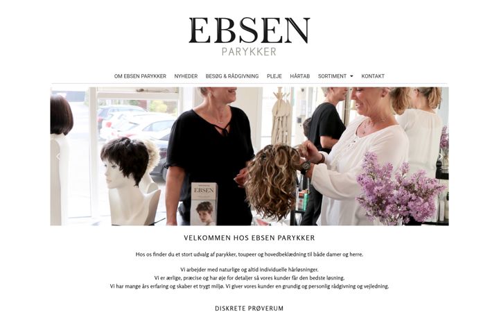 Skjámynd af ebsenparykker.dk