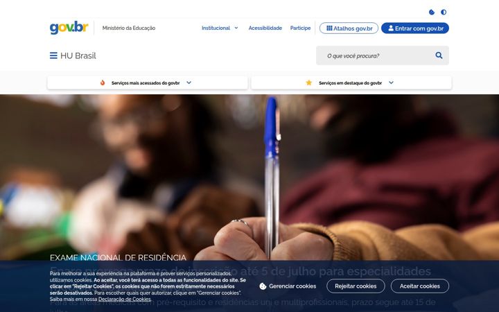 Screenshot of ebserh.gov.br