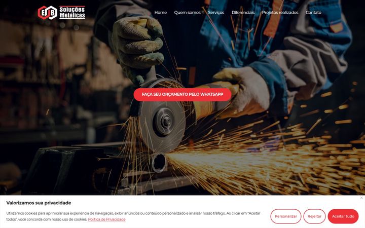 Screenshot of ebsolucoesmetalicas.com.br