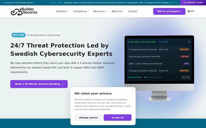 Screenshot of ebuildersecurity.com