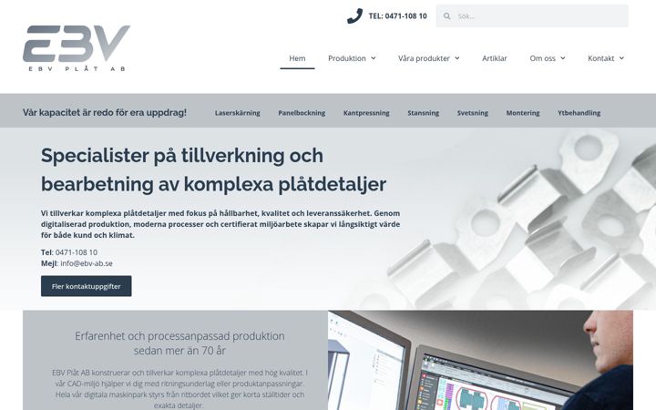 Екранна снимка на ebv-ab.se