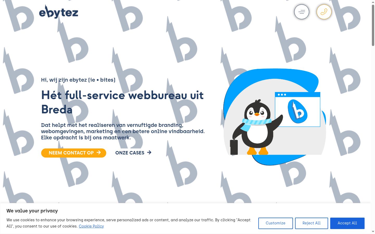 Screenshot of the consent banner shown before any interaction