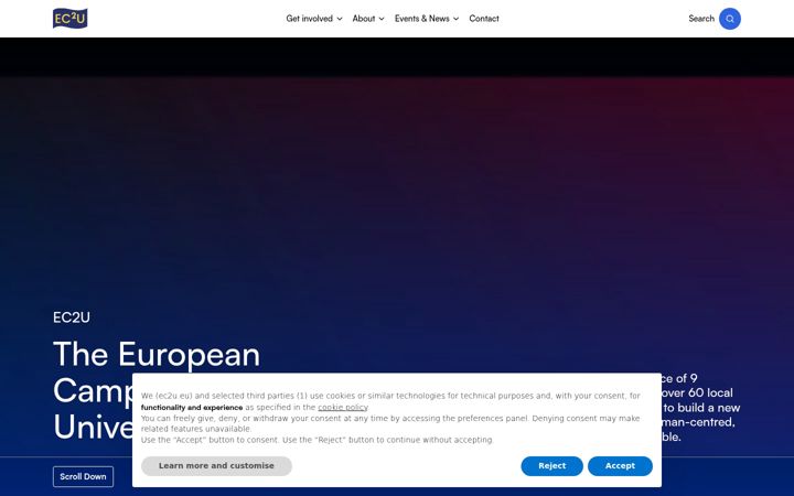 Screenshot ta' ec2u.eu