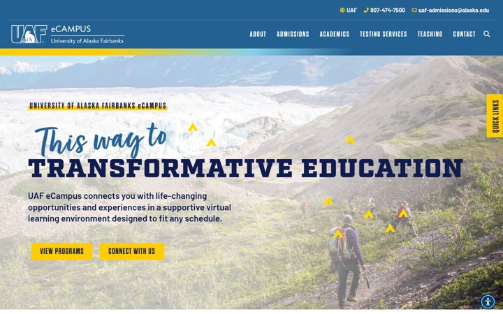 Snímek obrazovky ecampus.uaf.edu