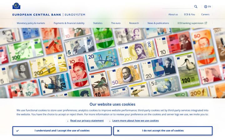 Screenshot of ecb.europa.eu