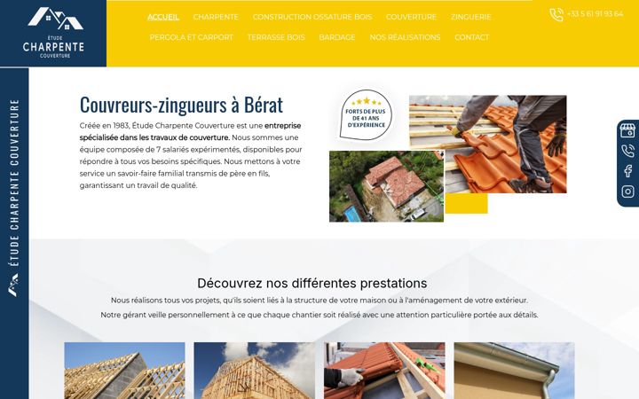 Captură de ecran a ecc-charpente.fr