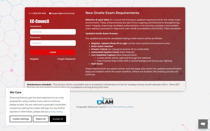 Screenshot of eccexam.com