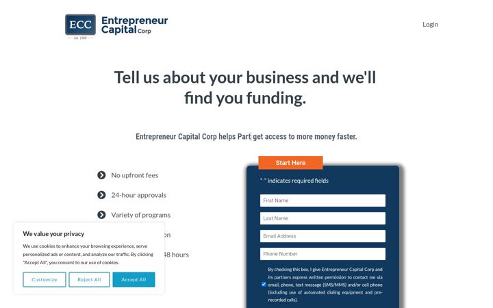 Screenshot of eccfunding.com