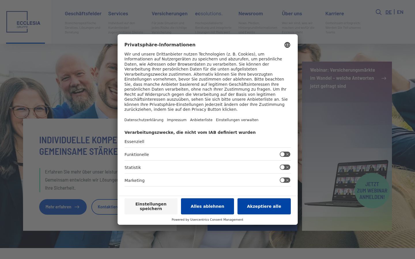 Screenshot of the consent banner shown before any interaction