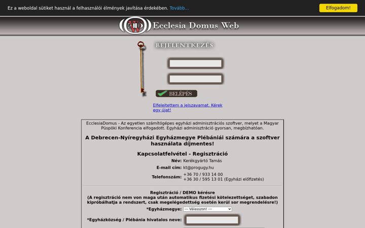 Screenshot of ecclesiadomus.hu