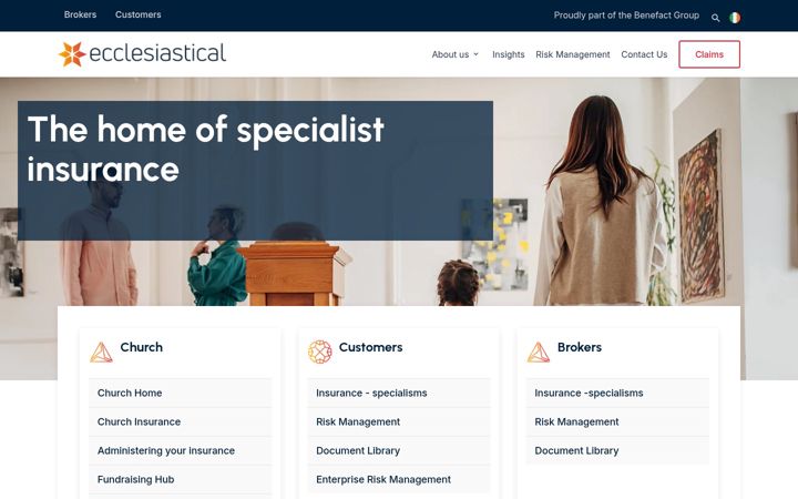 Skärmbild av ecclesiastical.ie