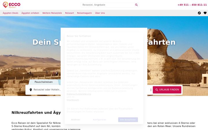Snimka zaslona za ecco-reisen.de