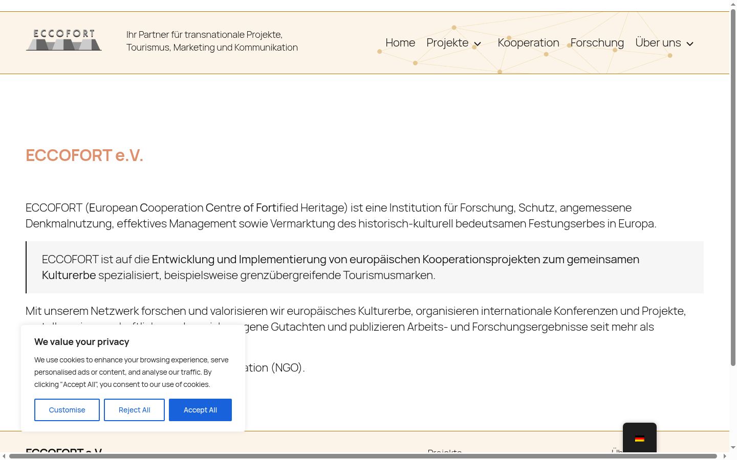 Screenshot of the consent banner shown before any interaction