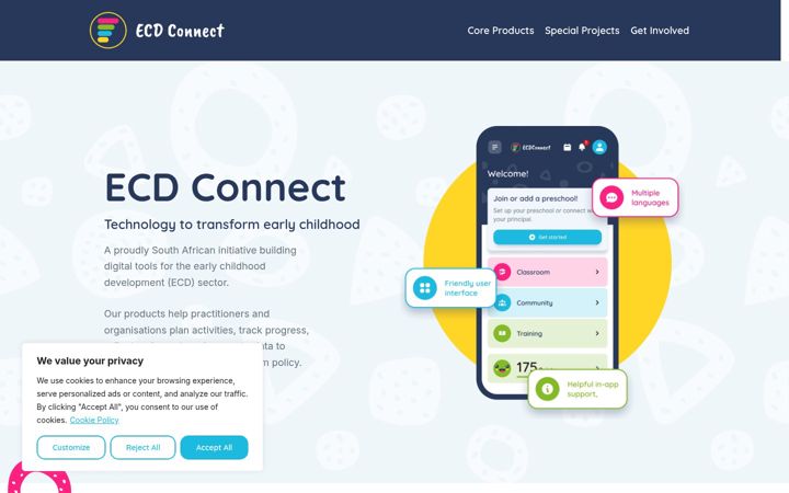 Screenshot ta' ecdconnect.org.za
