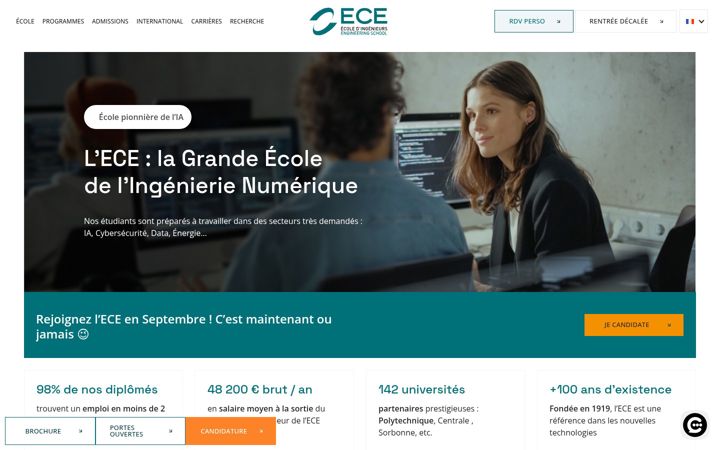 Captură de ecran a ece.fr