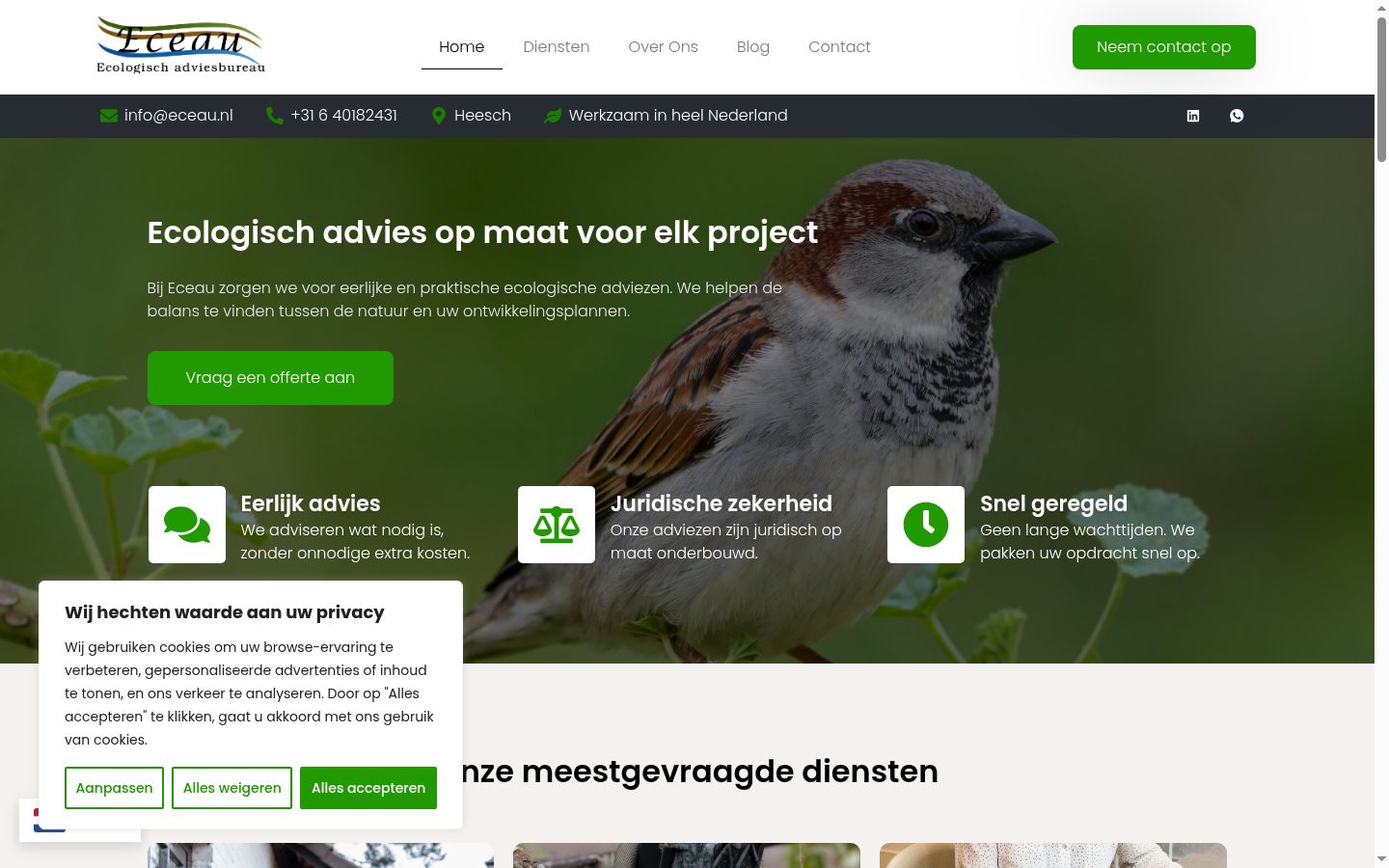 Captura de pantalla del banner de consentimiento mostrado antes de cualquier interacción
