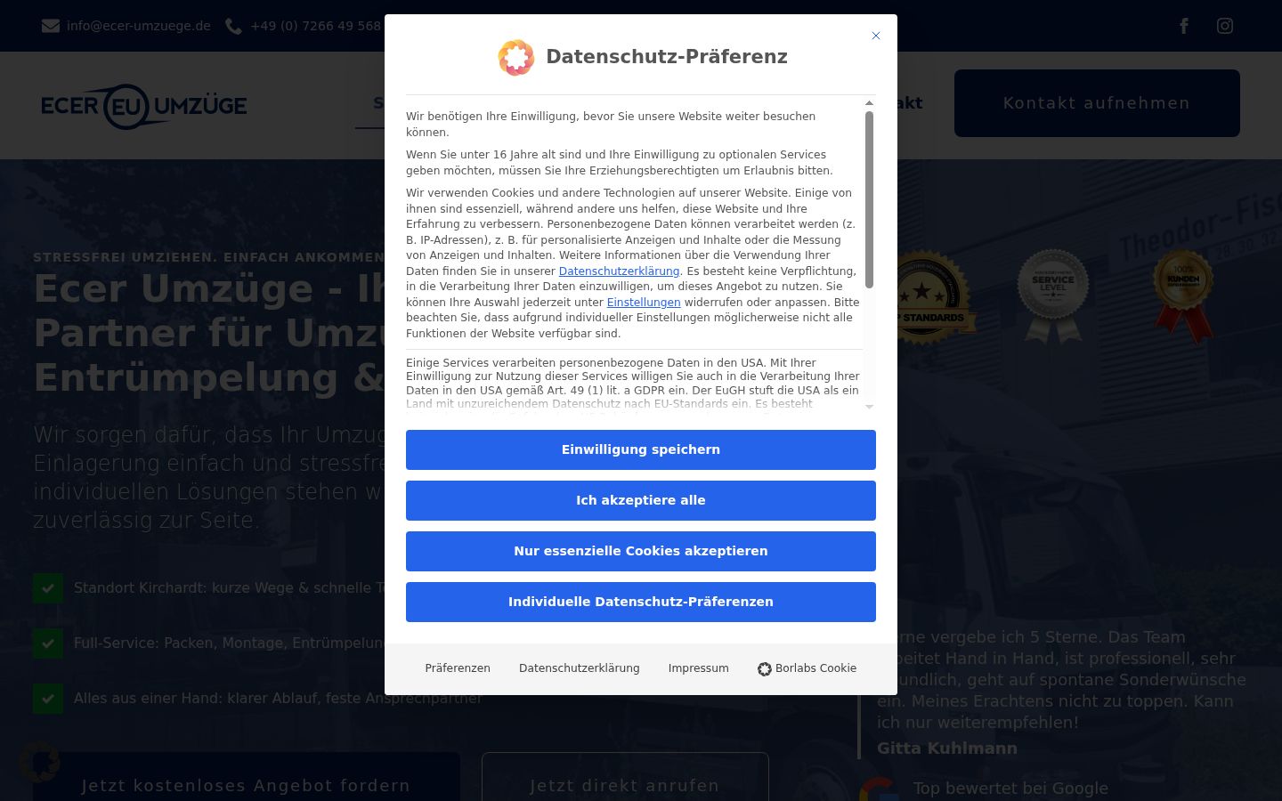 Capture d'écran de la bannière de consentement affichée avant toute interaction