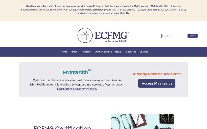 Screenshot of ecfmg.org