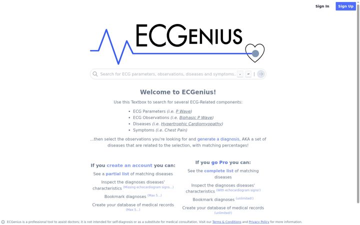 Screenshot of ecgenius.app