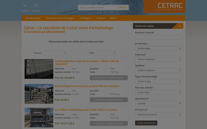 Screenshot of echafaudage-coffrage.com