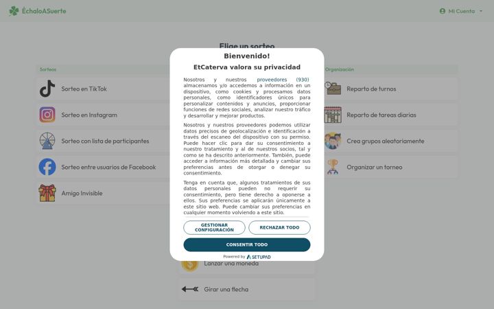 Screenshot of echaloasuerte.com