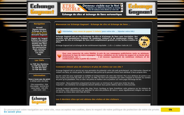 Screenshot of echangegagnant.com