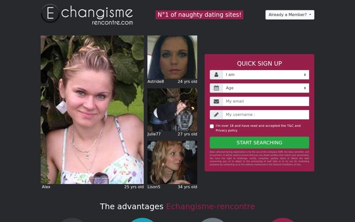 Screenshot of echangisme-rencontre.com