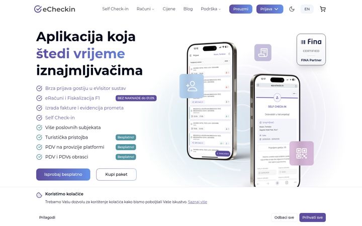 Screenshot of echeckin.hr