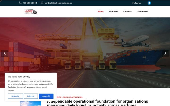 Ekraanipilt saidist echelonlogistics.co