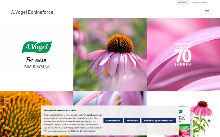 Képernyőkép: echinaforce.ch