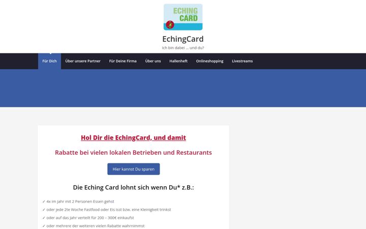 Posnetek zaslona echingcard.de
