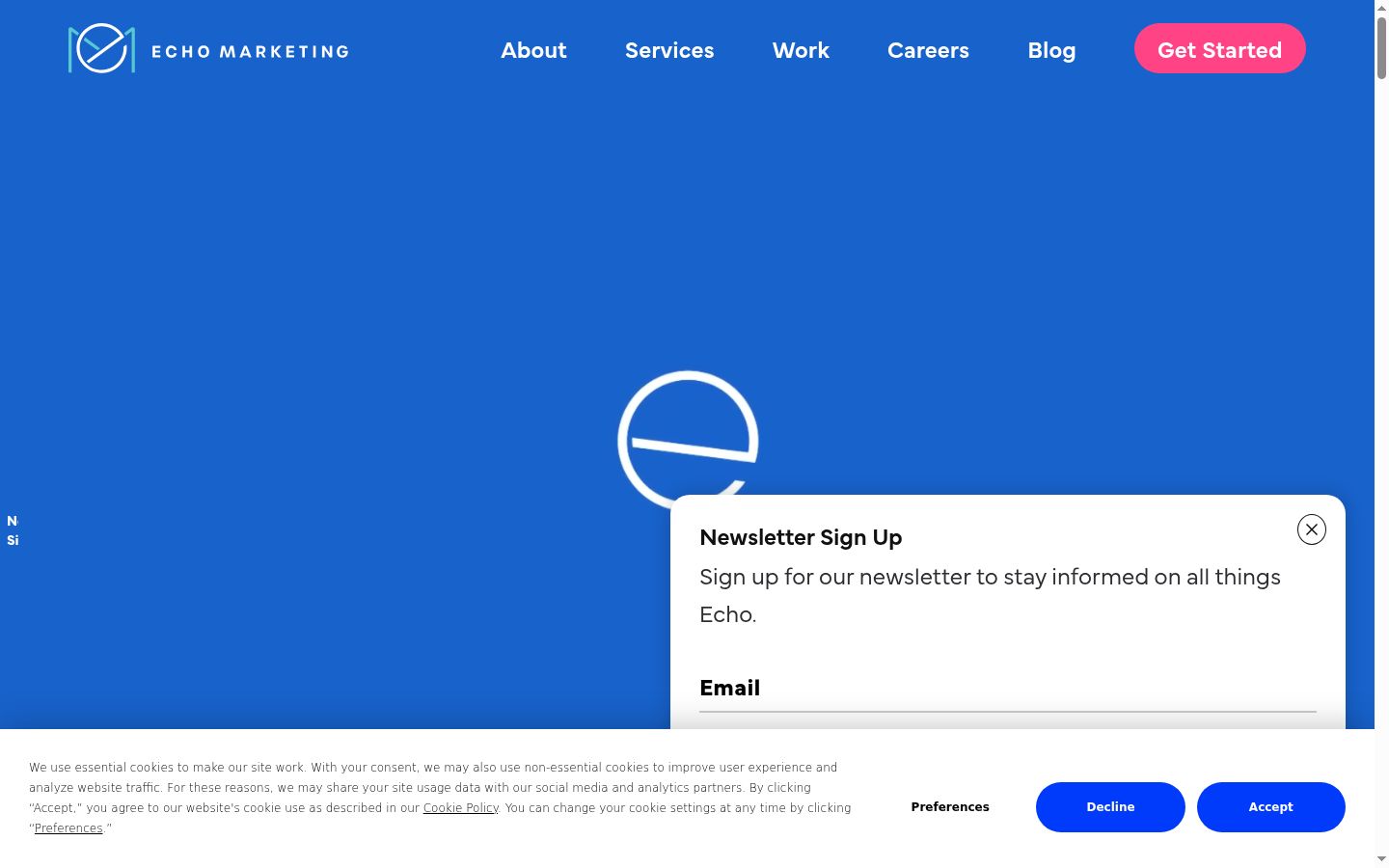 Screenshot of the consent banner shown before any interaction