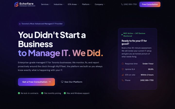 Screenshot of echoflare.ca