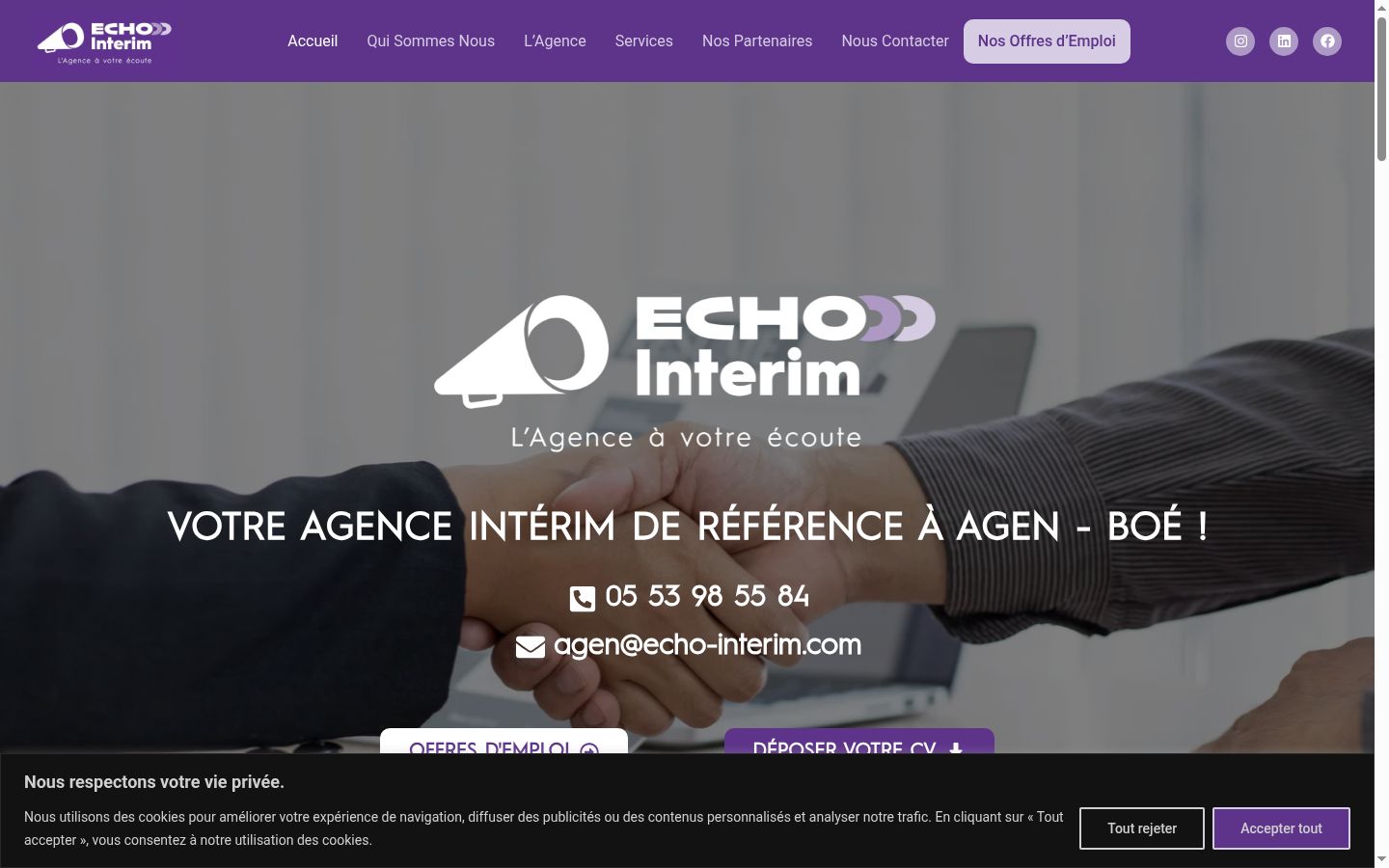 Screenshot of the consent banner shown before any interaction