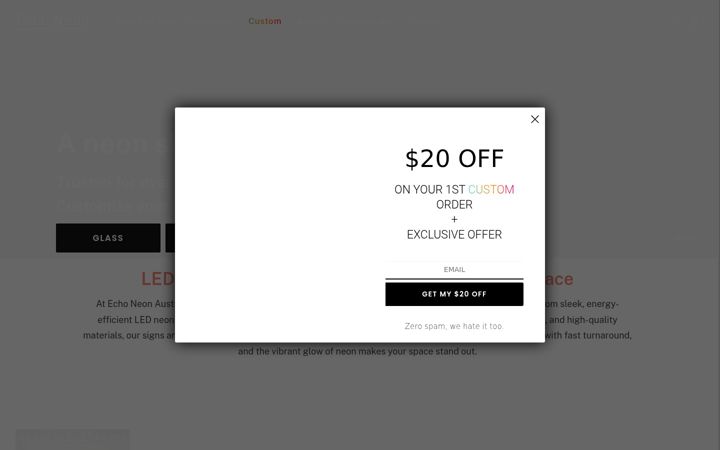 Screenshot van echoneon.com.au