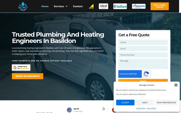 Screenshot of echoplumbingandheating.co.uk