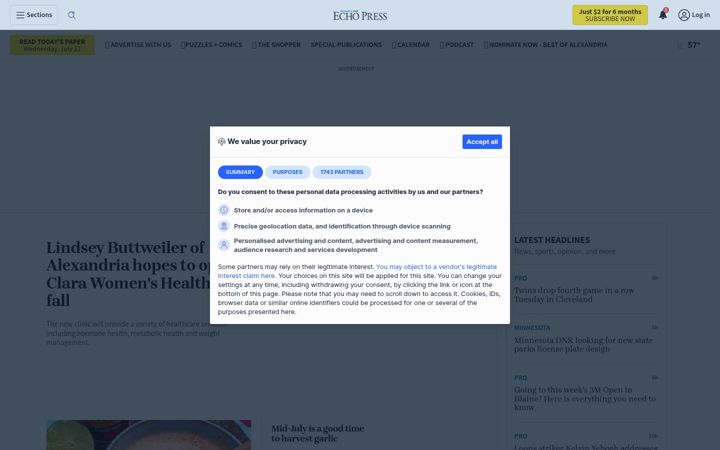 Screenshot von echopress.com
