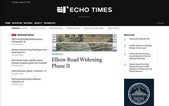 Screenshot of echotimesnews.com