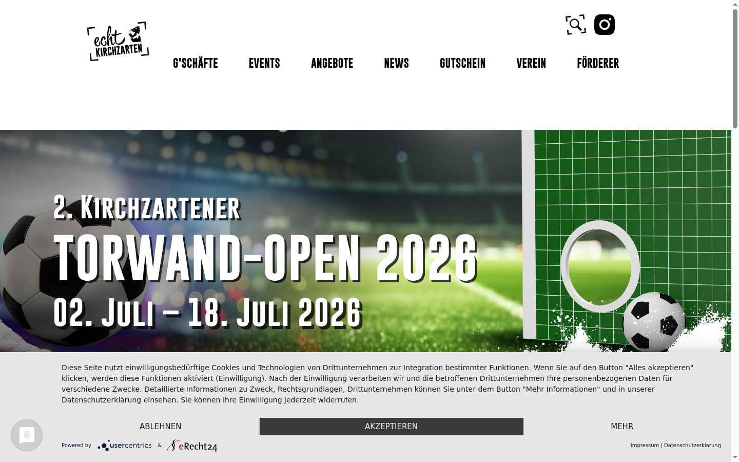Screenshot del banner di consenso mostrato prima di qualsiasi interazione