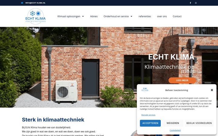 Snímek obrazovky echt-klima.nl