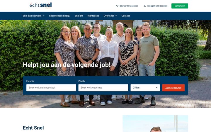 Screenshot van echtsnel.nl