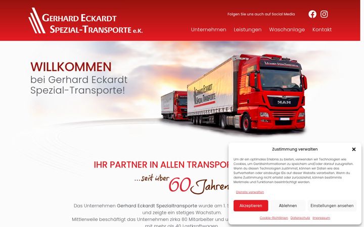 Snimka zaslona za eckardt-spezialtransporte.de