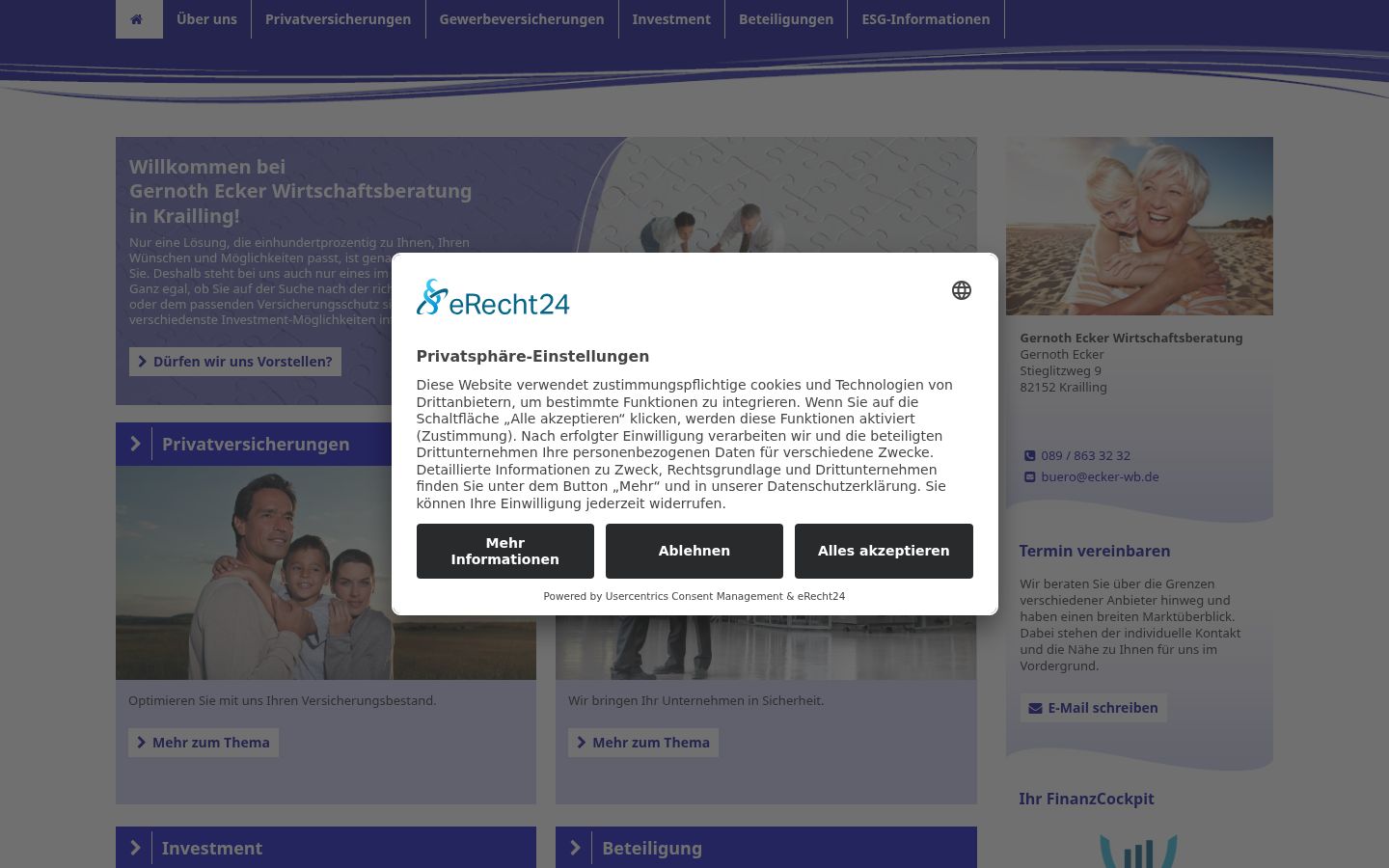 Screenshot of the consent banner shown before any interaction