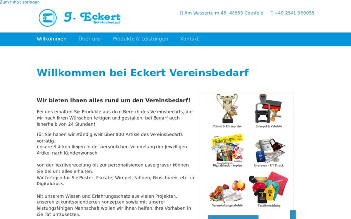 Screenshot of eckert-vereinsbedarf.de