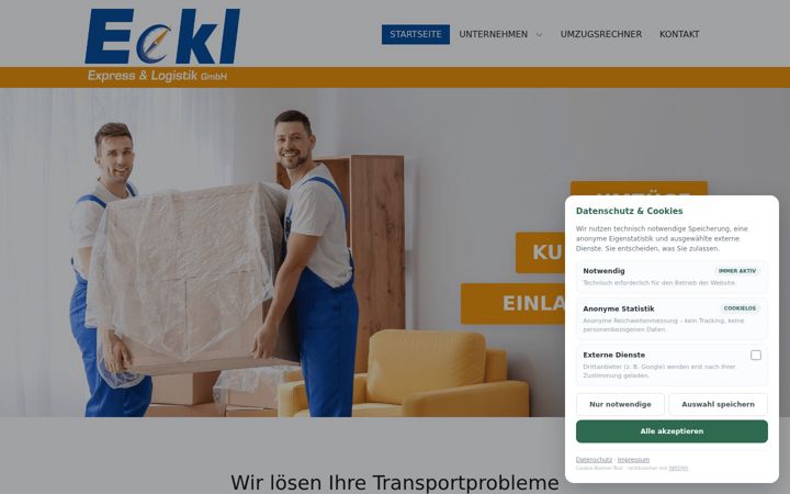 Екранна снимка на eckl-gmbh.de