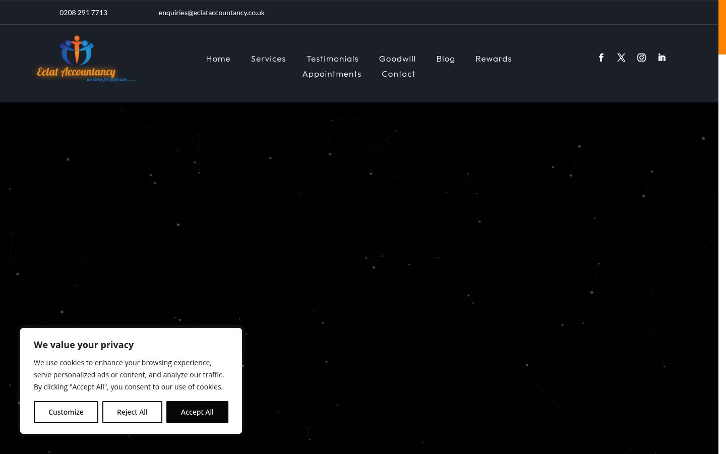 Screenshot του banner συγκατάθεσης που εμφανίστηκε πριν από οποιαδήποτε αλληλεπίδραση
