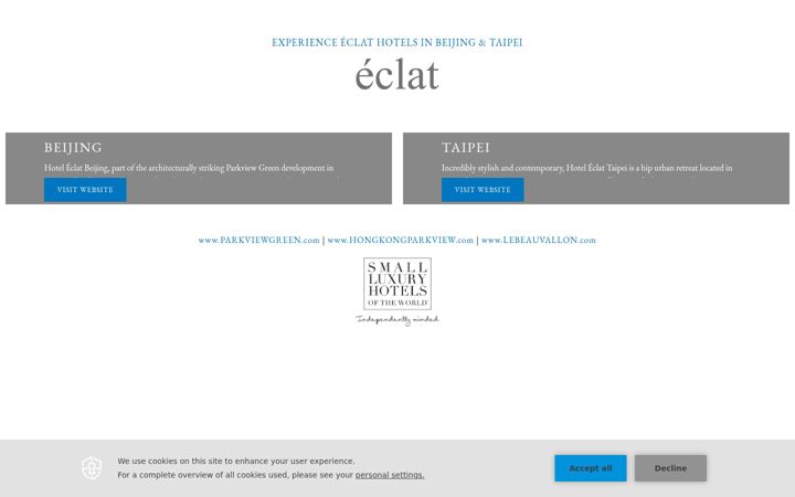 Screenshot of eclathotels.com