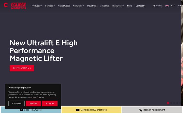 Screenshot of eclipsemagnetics.com